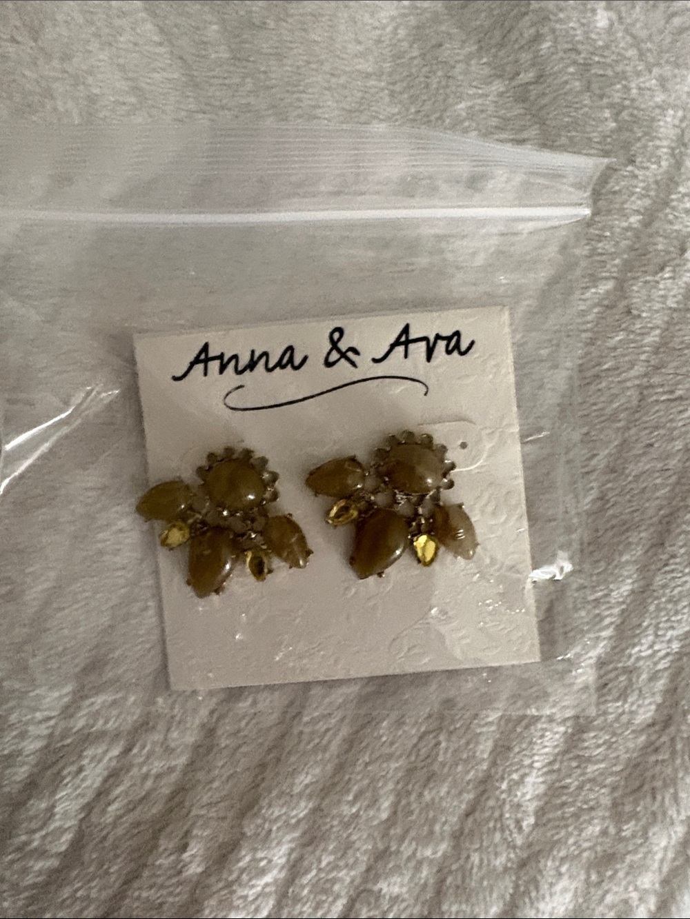 Anna & Ava Beige Crystal Floral Cluster Earrings
